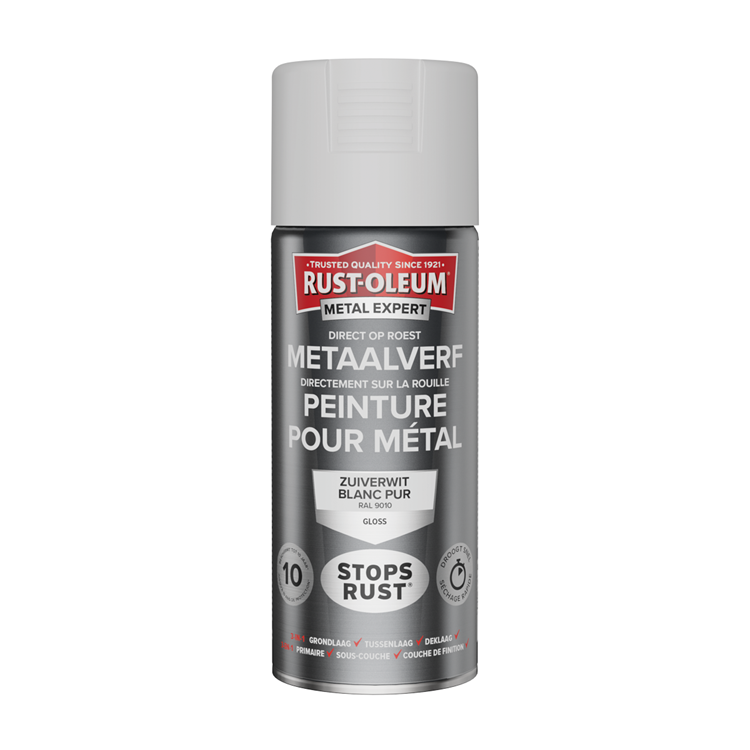 Rust-oleum 1071342 - peinture métal -hg -ral9010 -400ml directement sur la rouille | 1 pièce