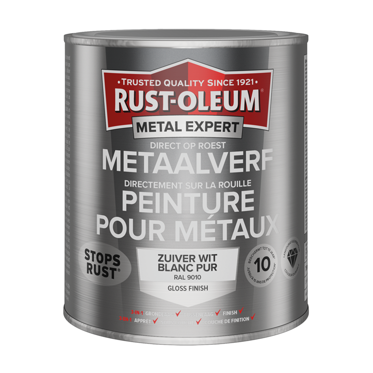 Rust-oleum 1071343 - peinture métal -hg -ral9010 -750mldirectement sur rouille | 1 pièce