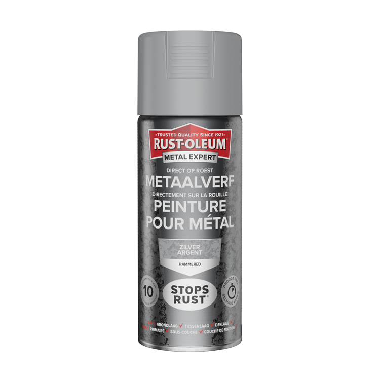 Rust-oleum 1071372 - finition martelée - argent - 400ml directement sur rouille - peinture métal | 1 pièce