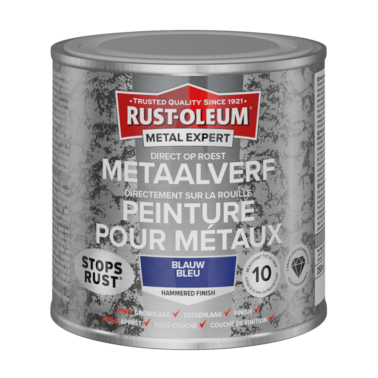 Rust-oleum 1071360 - finition martelée - bleu - 250ml directement sur rouille - peinture métal | 1 pièce