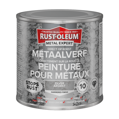 Rust-oleum 1071371 - finition martelée - argent - 250ml directement sur rouille - peinture métal | 1 pièce