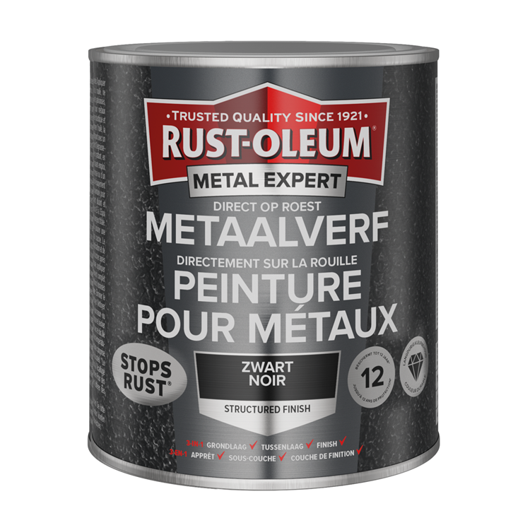 Rust-oleum 1071376 - structure - noir 750ml directement sur rouille - peinture métal | 1 pièce