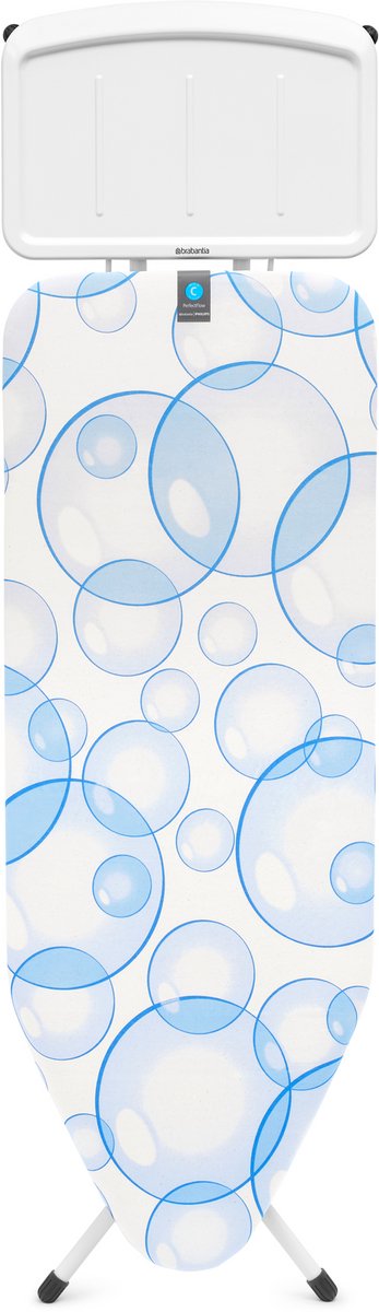 Brabantia table à repasser perfect flow c - pour centrale vapeur - 124 x 45 cm - bulles