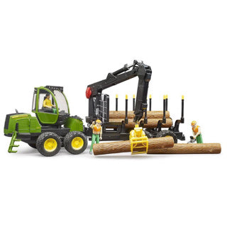 Bruder John Deere 1210E Verrant avec quatre troncs d'arbres et