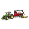 Bruder John Deere 7R 350 avec remorque et 4 troncs d'arbres