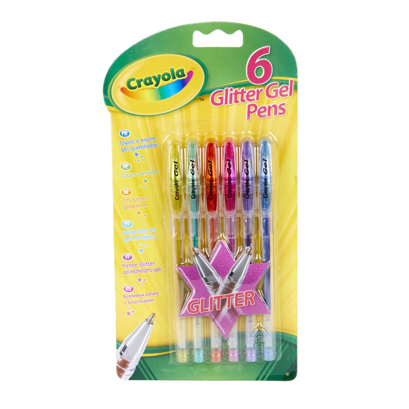 Crayola Glitter Gel stylos, 6e.