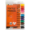 Marqueurs textiles, largeur de trait 2-4 mm, différentes couleurs, 12 pièces, 1 boîte