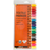 Marqueurs textiles, largeur de trait 2-4 mm, différentes couleurs, 18 pièces, 1 boîte