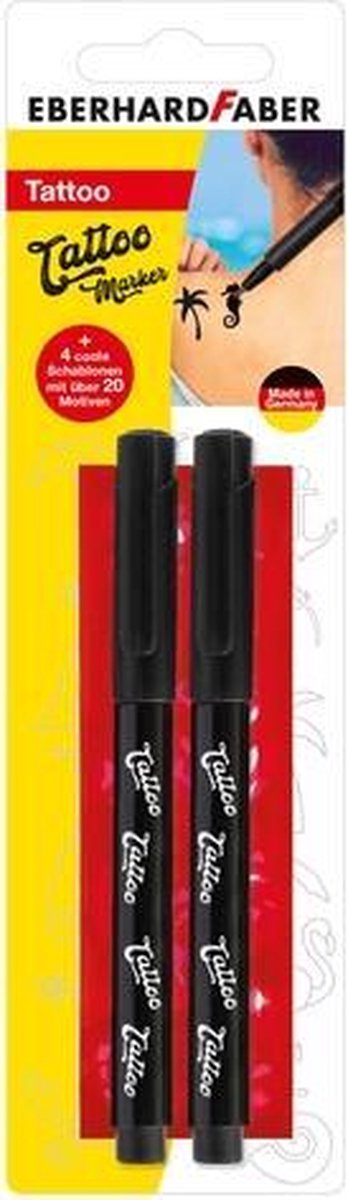 Marqueurs de tatouage Eberhard Faber - 2 pièces - noir - avec pochoirs - ef-559597