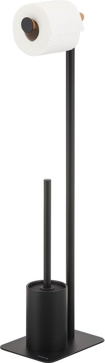 Sealskin Brix WC Butler autoportant - brosse WC avec support - porte-rouleau de papier toilette sans rabat - noir
