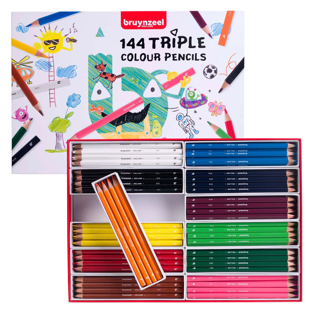 Ensemble de crayons de couleur triple bruynzéel, couleurs 12x12