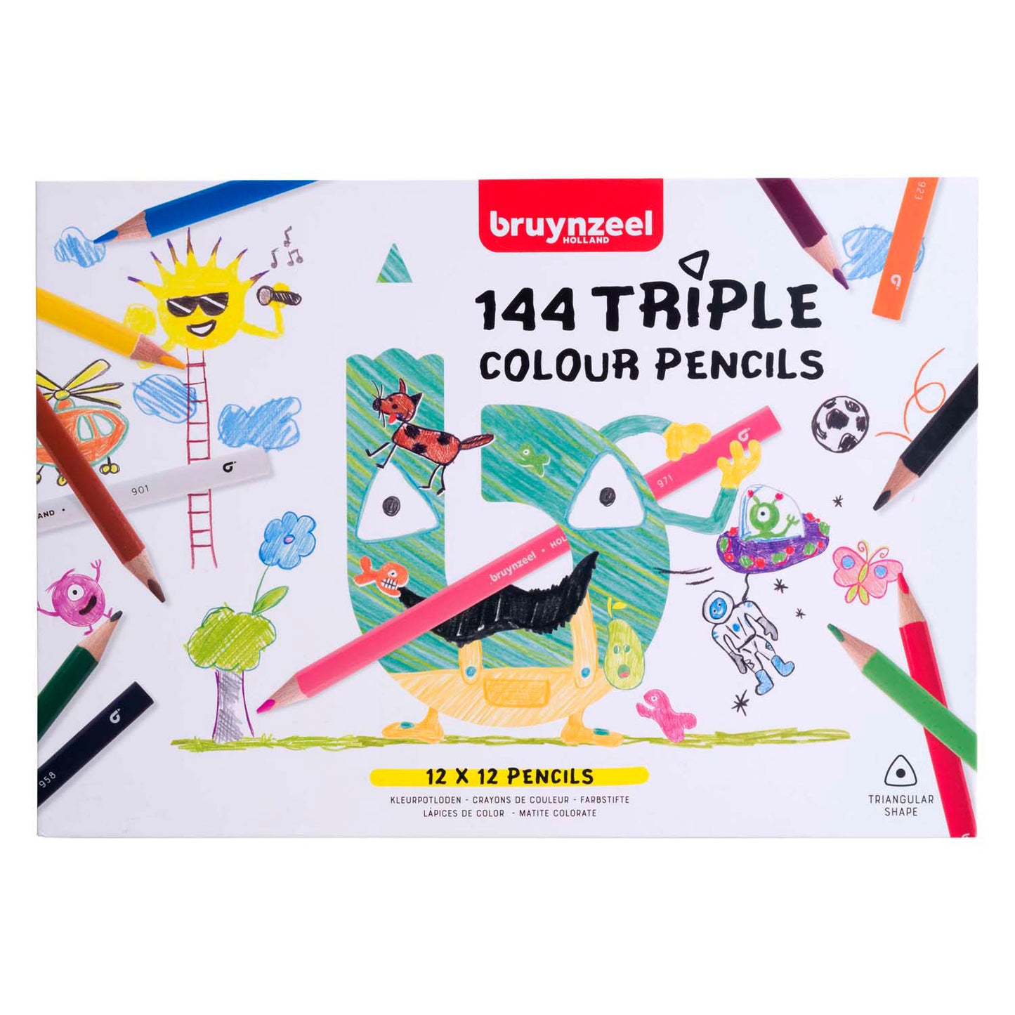 Ensemble de crayons de couleur triple bruynzéel, couleurs 12x12
