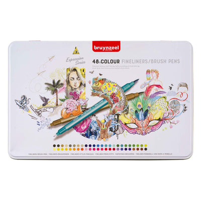Bruynzeel Creatives Fineliner Brushpen Set 48 Couleurs