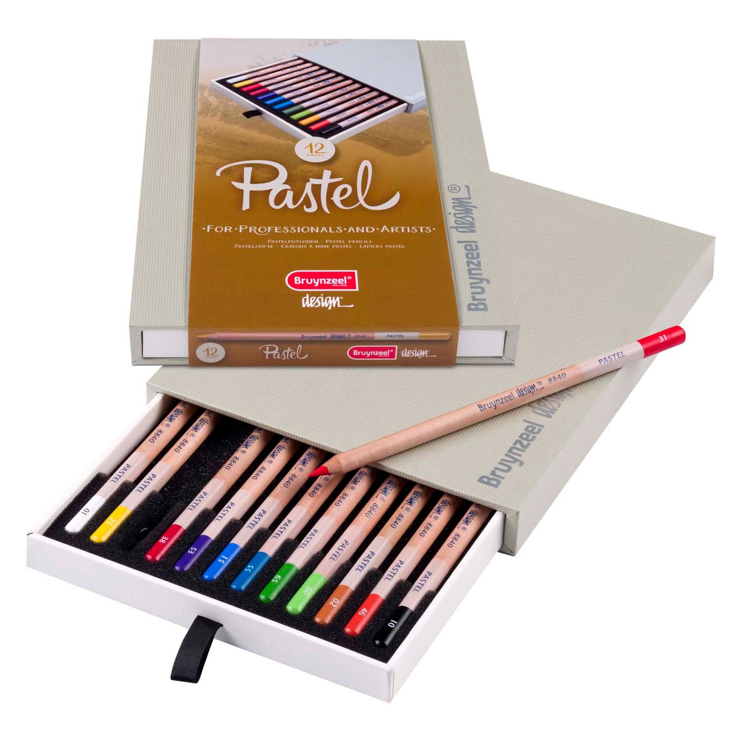 Boîte à crayon pastel de conception Bruynzeel, 12 couleurs