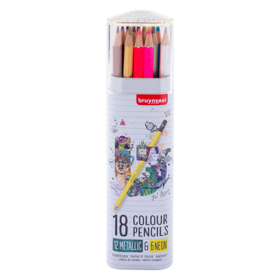 Les crayons de couleur bruynzéel ont l'air néon métallique, 18 couleurs