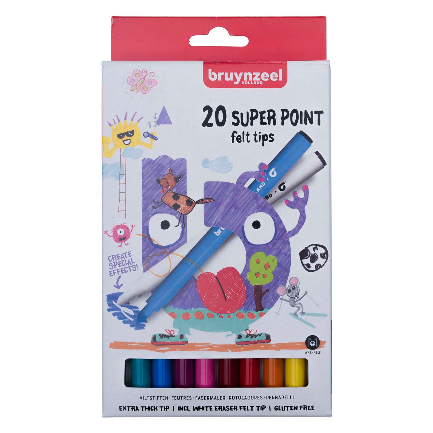 Bruynzeel Kids Super Point Felt -Tip stylos, 20 couleurs