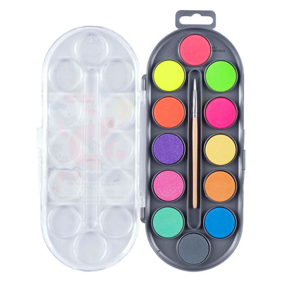 Bruynzeel Kids Watercolor Set de 12 couleurs néon métalliques