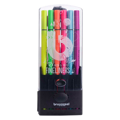 Bruynzeel Fineliner Set Pastel néon, 12 couleurs