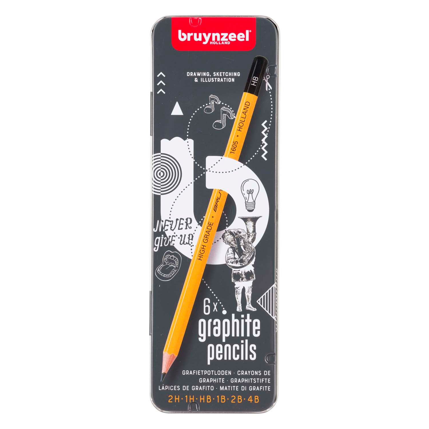 Adolescents bruynzéels burotek blik 6 crayons graphite