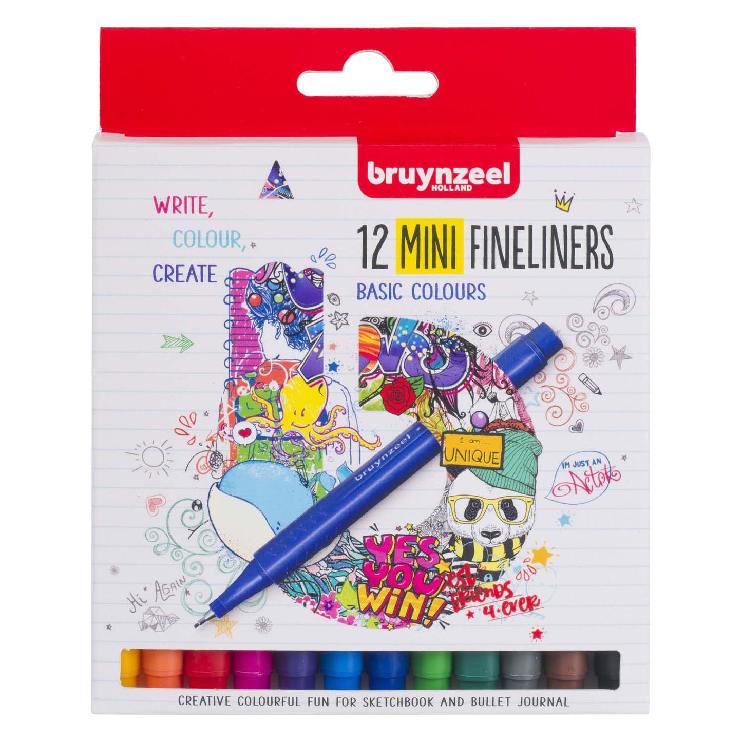 Bruynzeel Fineliner mini set 12 couleurs