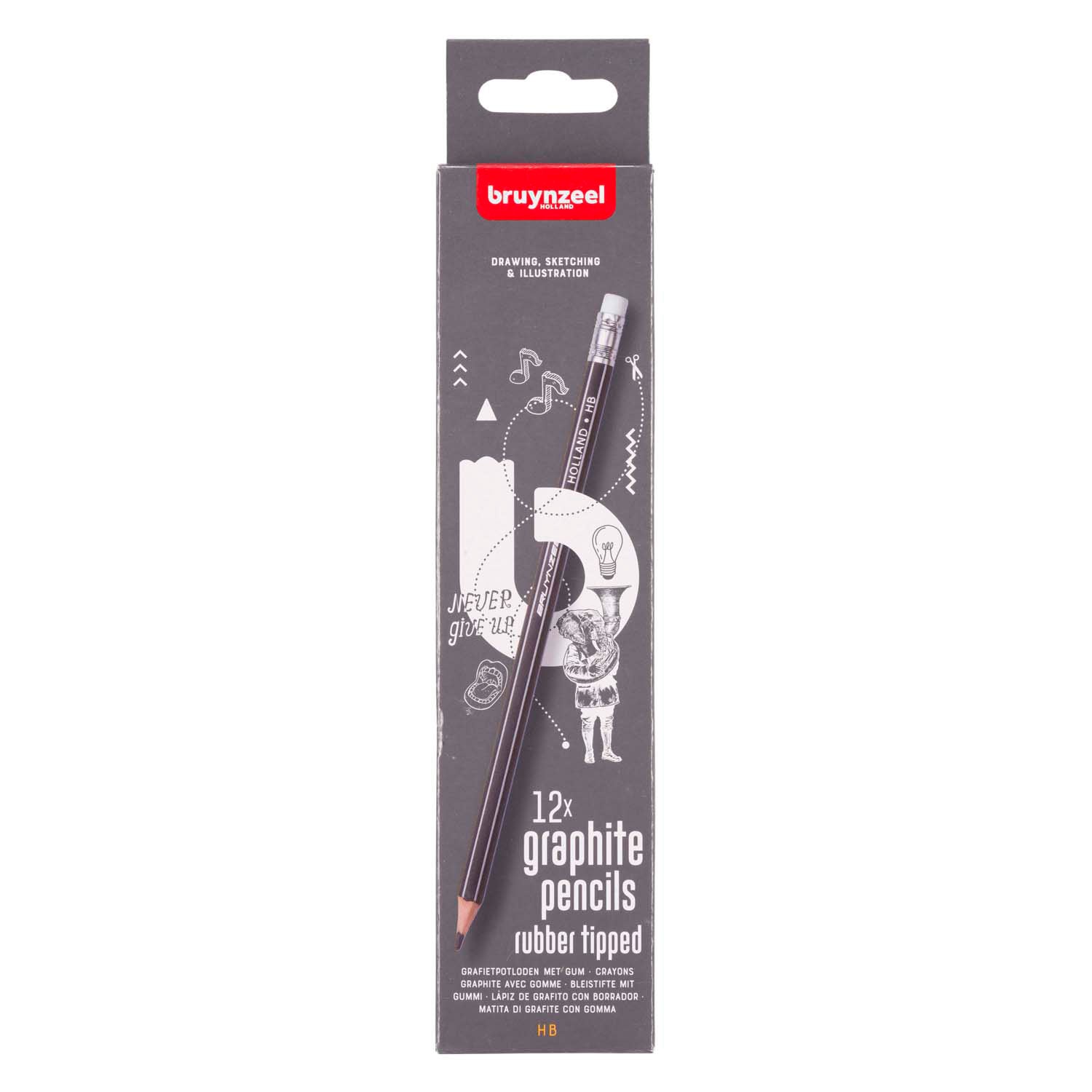 Bruynzeel Teens HB Graphite Crayon avec gumtip set 12