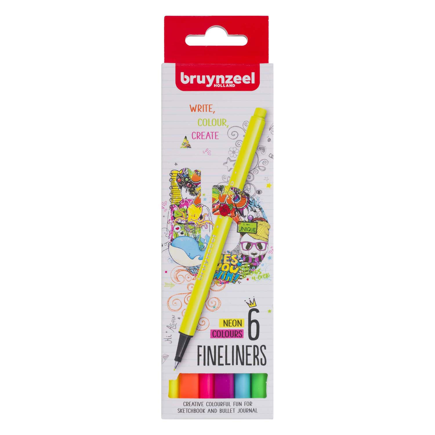 Bruynzeel Fineliner Set Neon 6 couleurs