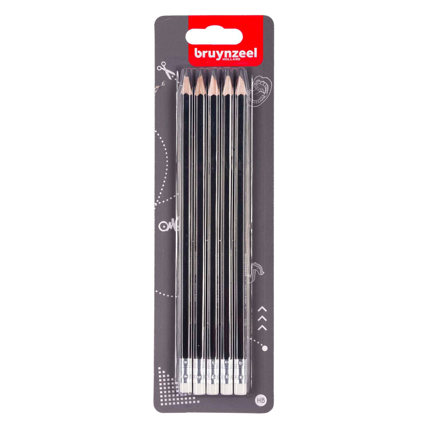 Ensemble de crayons Bruynzeel Graphite, Crayons de 5 Ho avec de la gomme