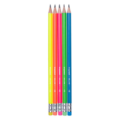 Ensemble de crayons Bruynzeel Graphite Neon, 5 hb crayons avec gomme