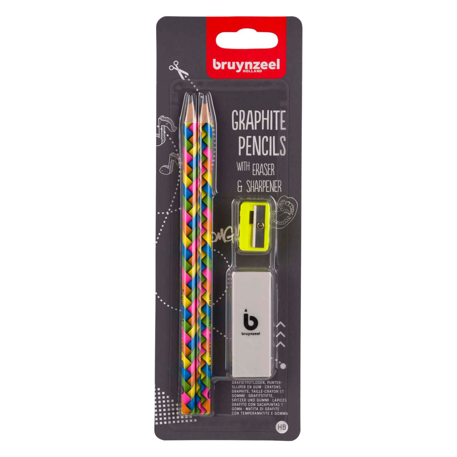Ensemble de crayons de graphite bruynzéel néon