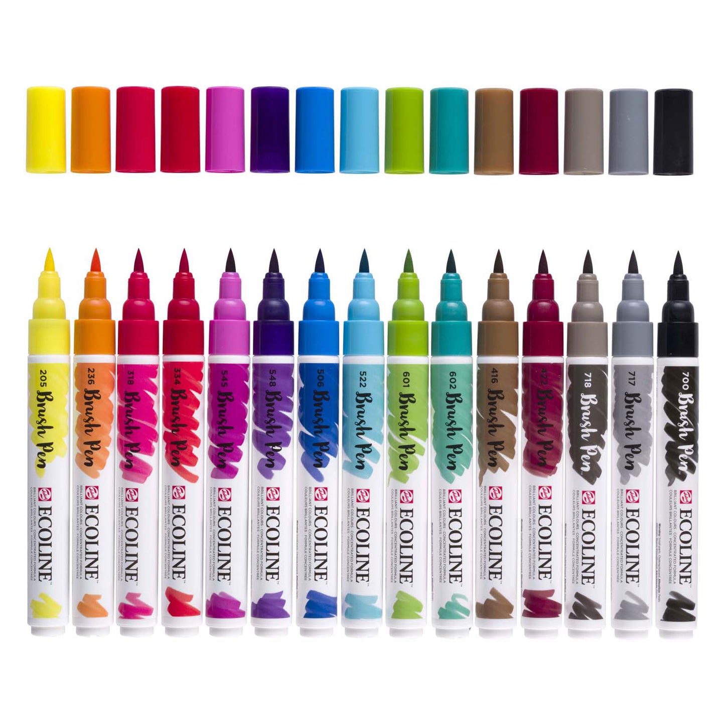 Ensemble de stylo à brosse écoline bruynzéel, 15 couleurs