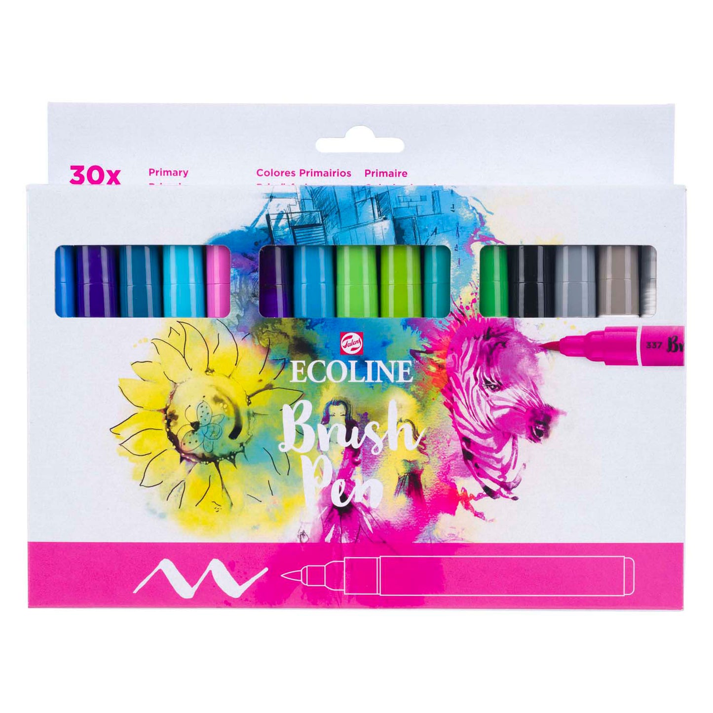 Bruynzeel Ecoline Brush Brush Pen primaire, 30 couleurs