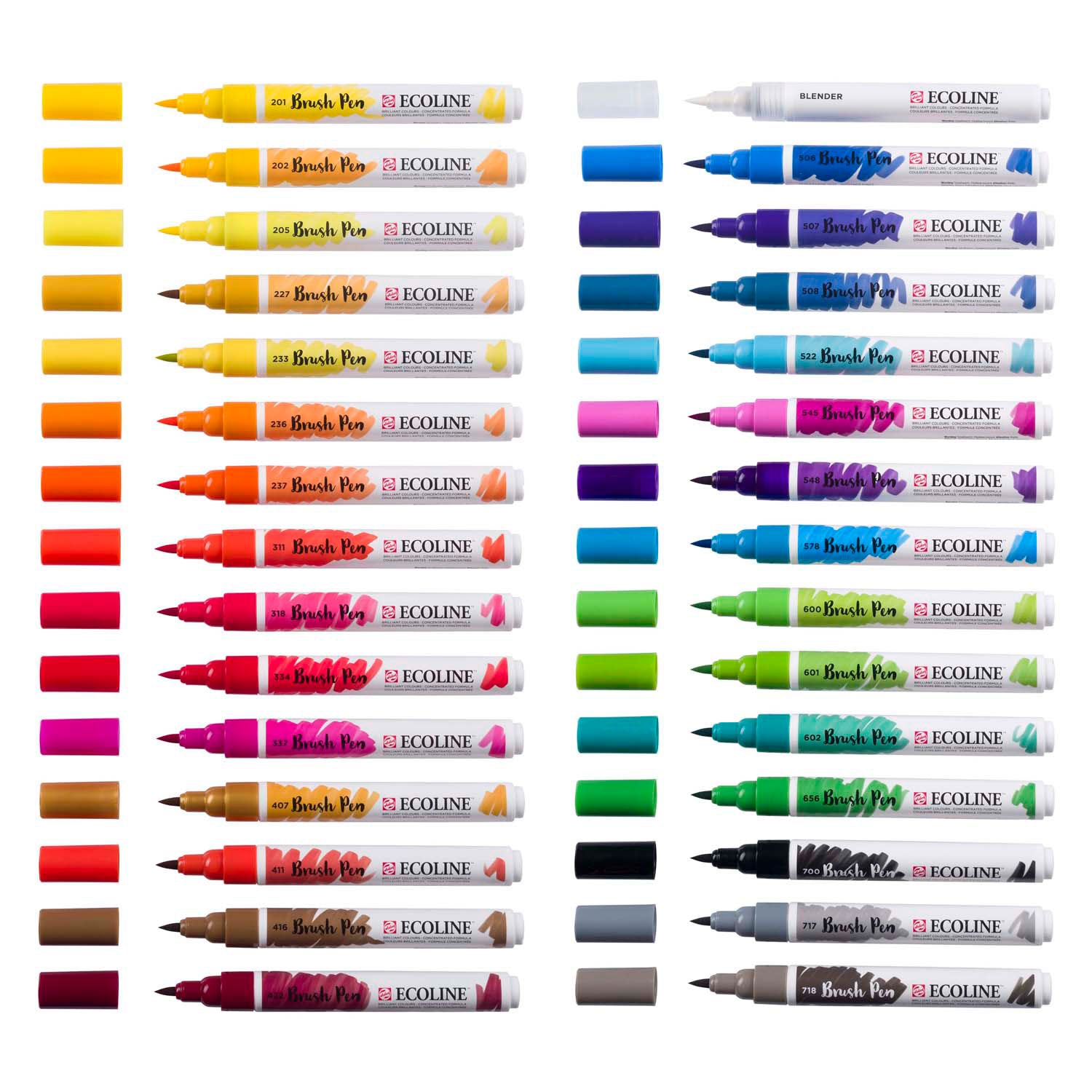 Bruynzeel Ecoline Brush Brush Pen primaire, 30 couleurs