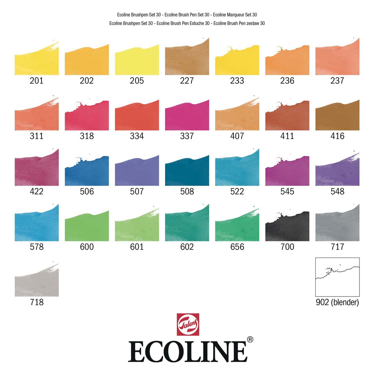 Bruynzeel Ecoline Brush Brush Pen primaire, 30 couleurs