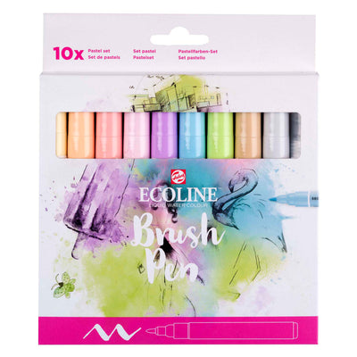 Bruynzeel Ecoline Brush Brush Pen Set Pastel, 10 couleurs