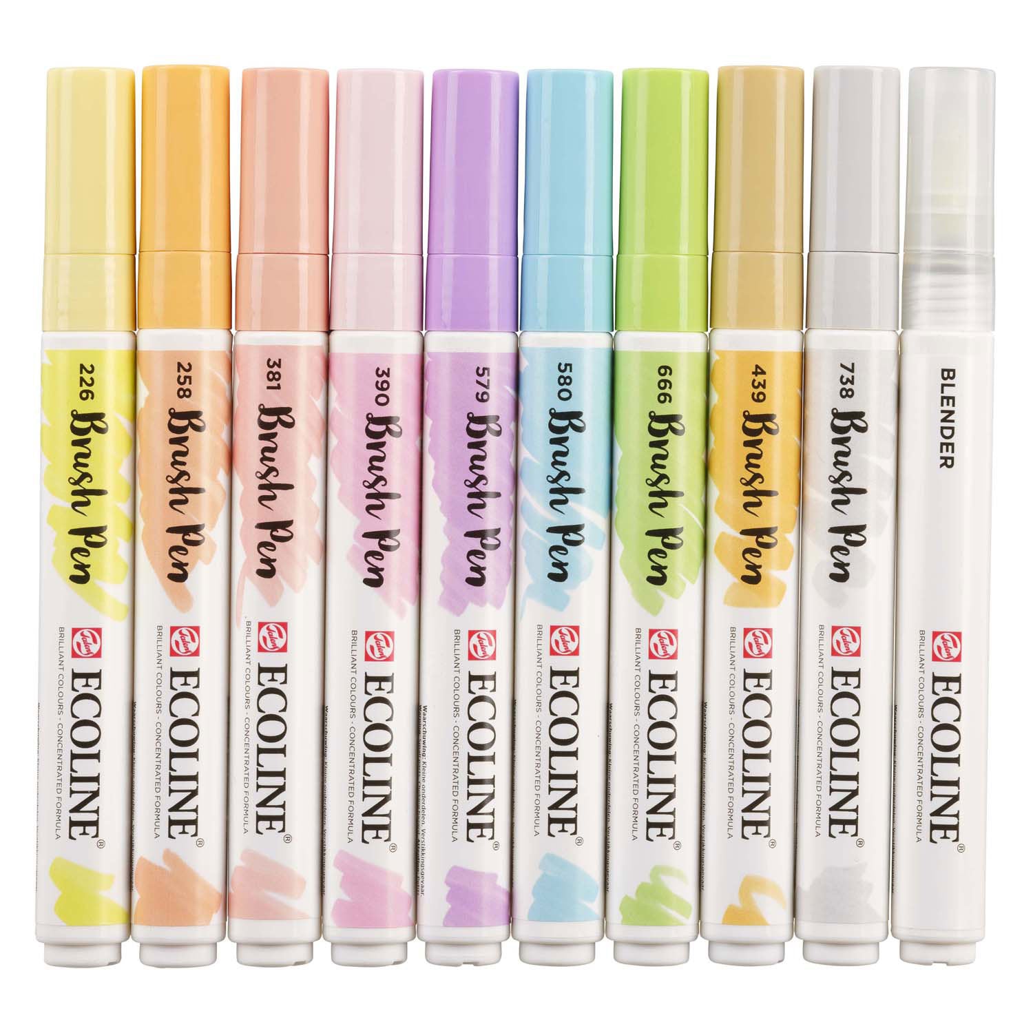 Bruynzeel Ecoline Brush Brush Pen Set Pastel, 10 couleurs