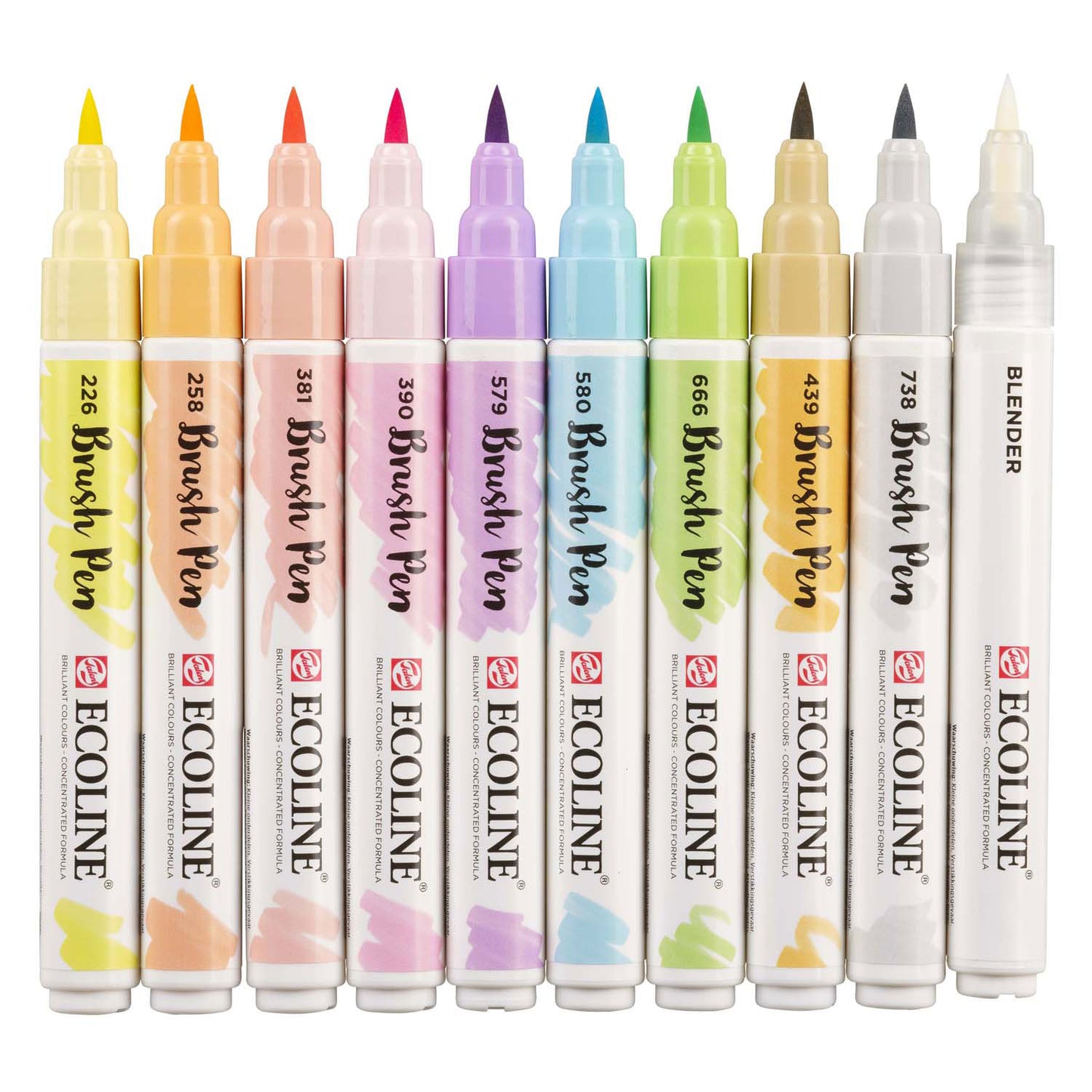 Bruynzeel Ecoline Brush Brush Pen Set Pastel, 10 couleurs