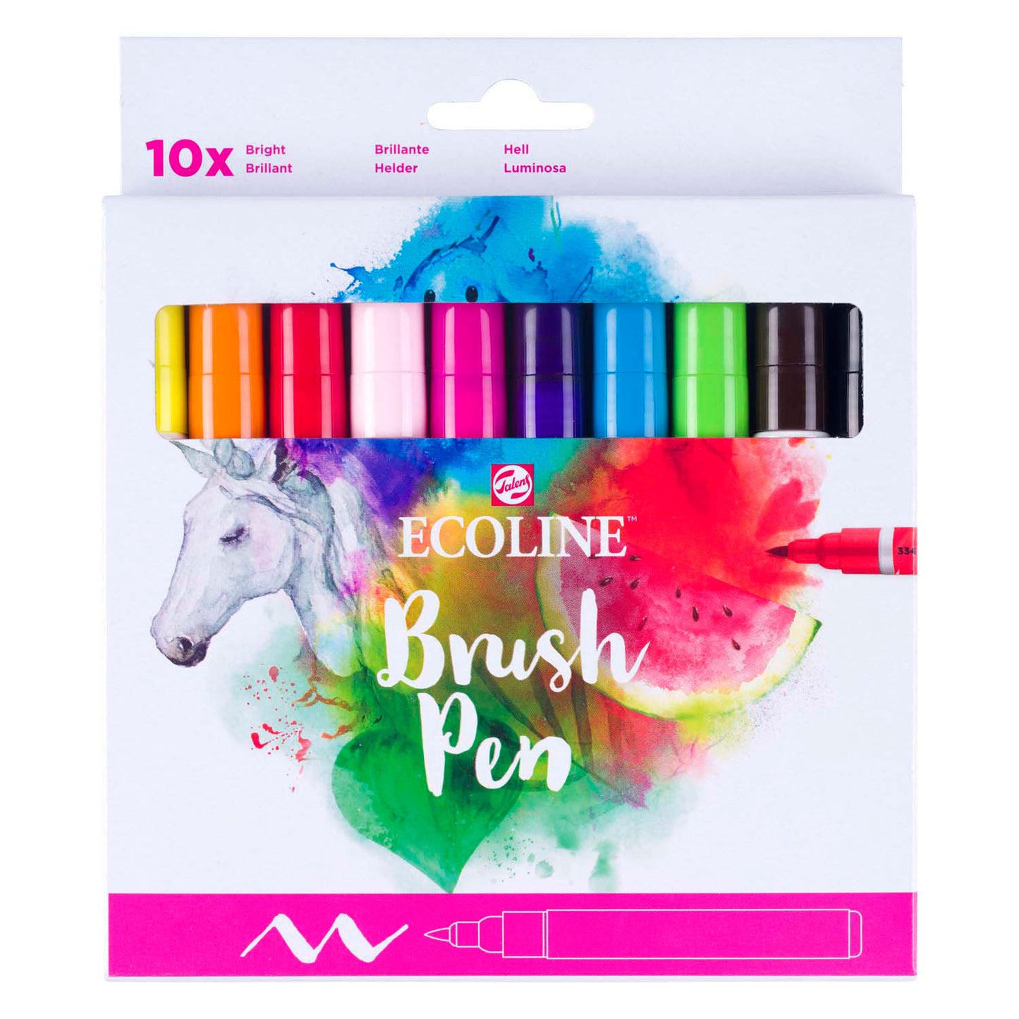 Bruynzeel Ecoline Brush Brush Pen Set transparent, 10 couleurs