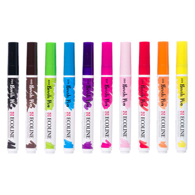 Bruynzeel Ecoline Brush Brush Pen Set transparent, 10 couleurs