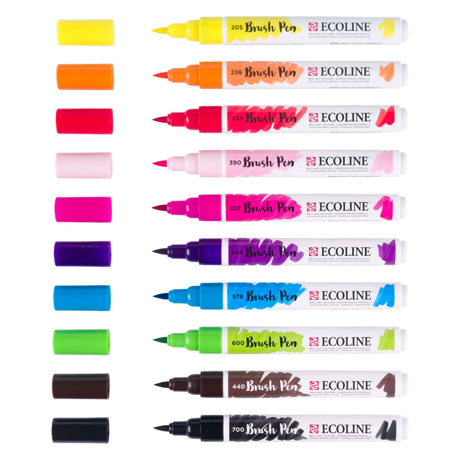 Bruynzeel Ecoline Brush Brush Pen Set transparent, 10 couleurs