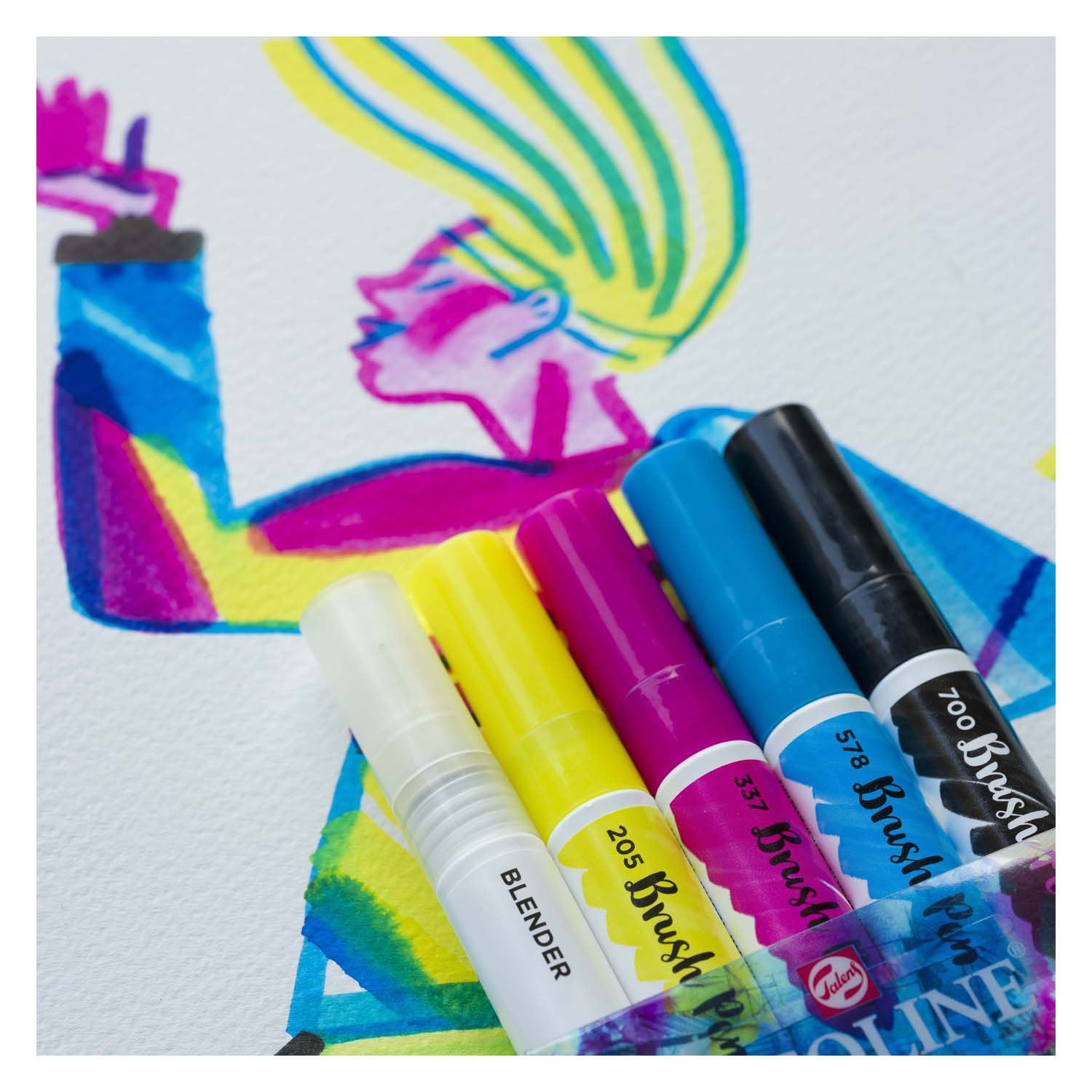 Bruynzeel Ecoline Brush Brush Pen primaire, 5 couleurs