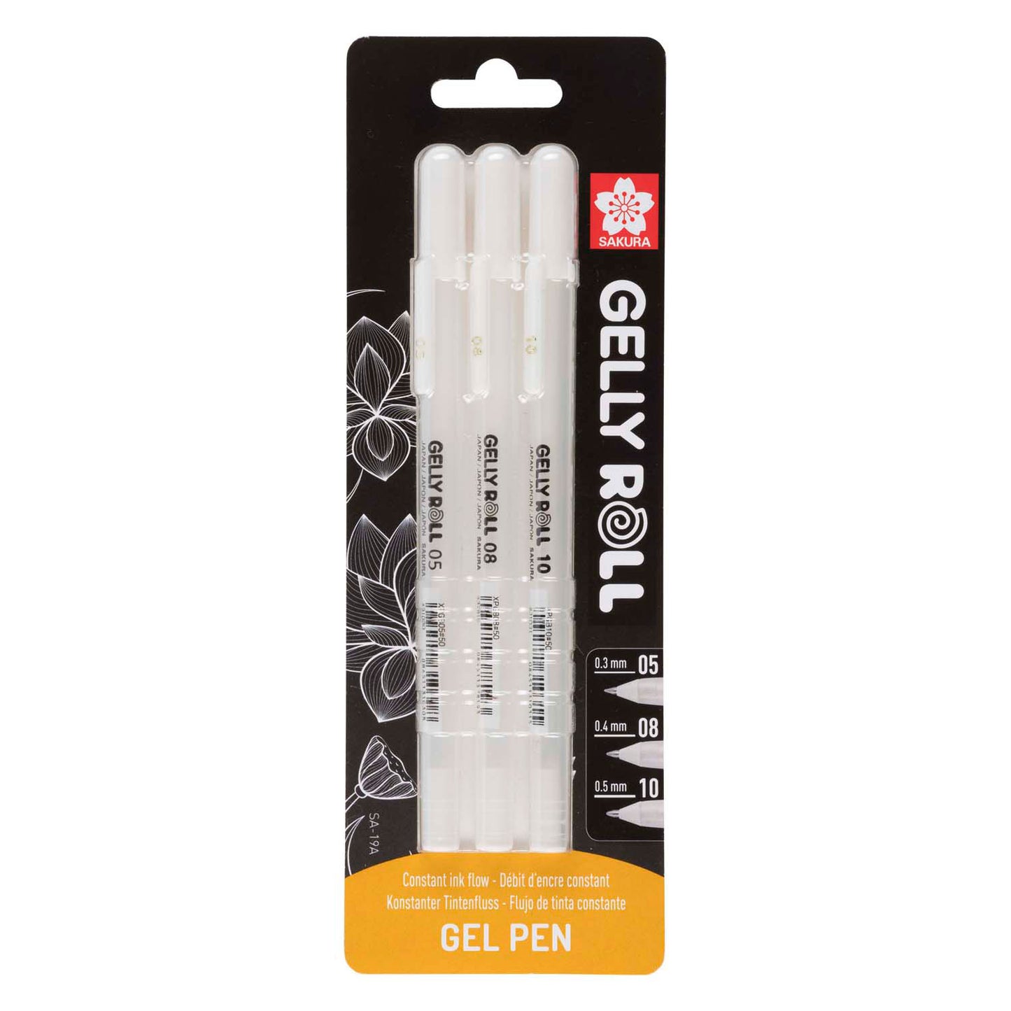 Sakura Blister Card Gelly Roll 05, 08, 10 Blanc, 3 pièces