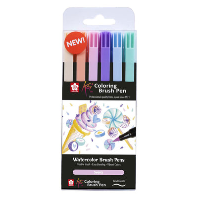 SAKURA KOI COLORING BRUSH SET SNEATS, 6 COULEURS