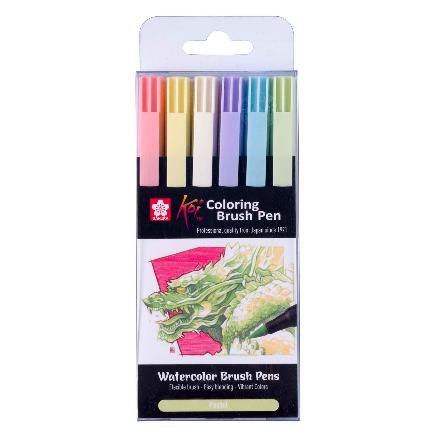 SAKURA KOI COLORING BRUSH Set Pastel, 6 couleurs