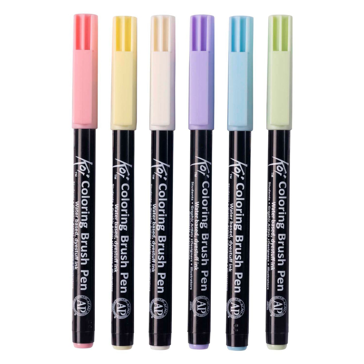SAKURA KOI COLORING BRUSH Set Pastel, 6 couleurs