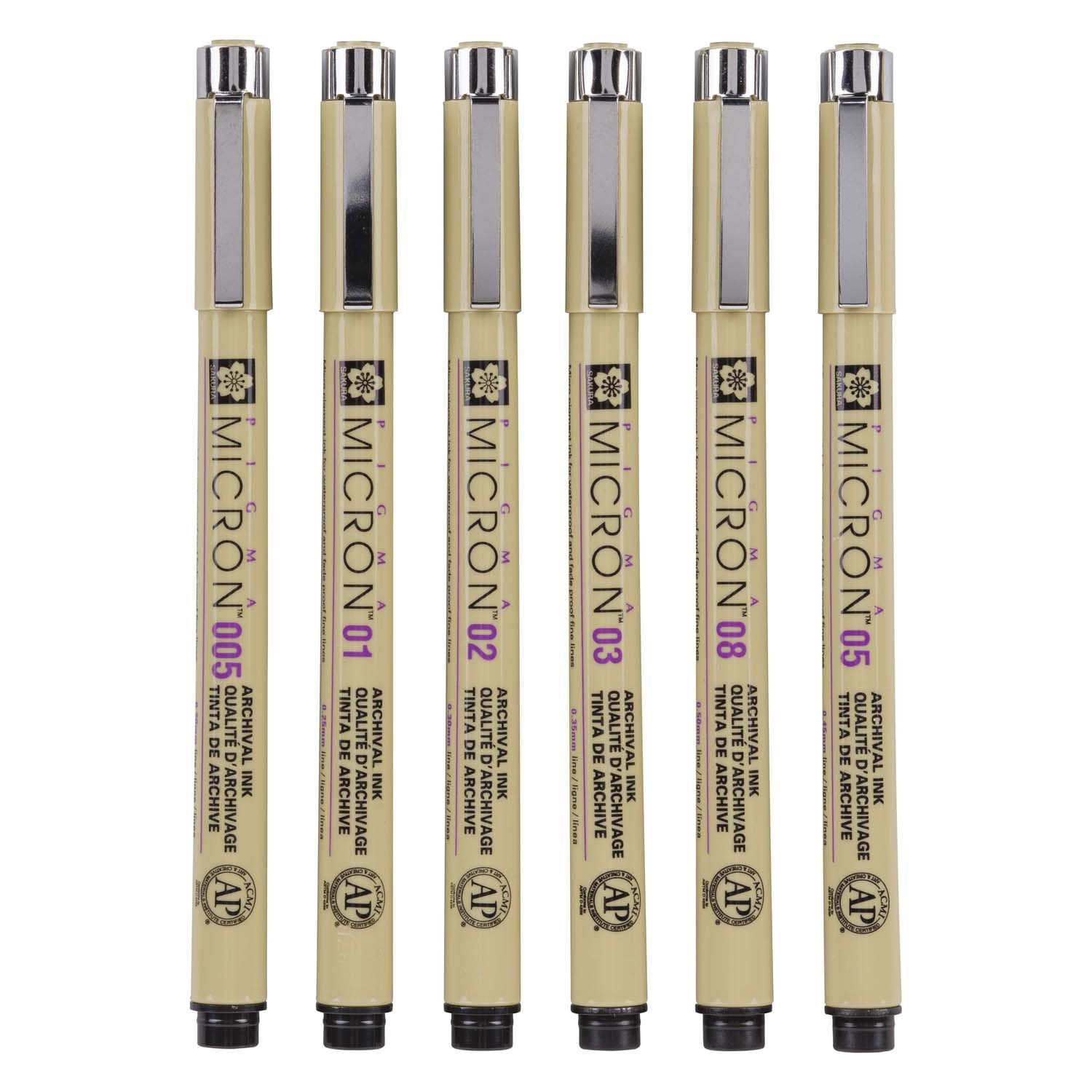 Sakura Pigma Micron 01 Pouche avec 6 couleurs de base