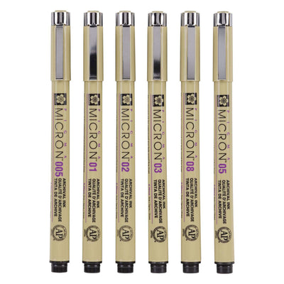 Sakura Pigma Micron 01 Pouche avec 6 couleurs de base