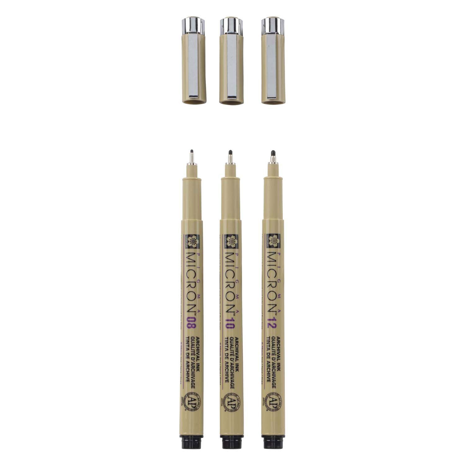 Sakura Pigma Micron Endui 3 Fineliners Black 08-10-12 large