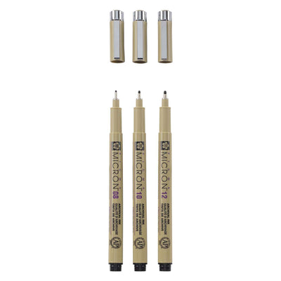 Sakura Pigma Micron Endui 3 Fineliners Black 08-10-12 large