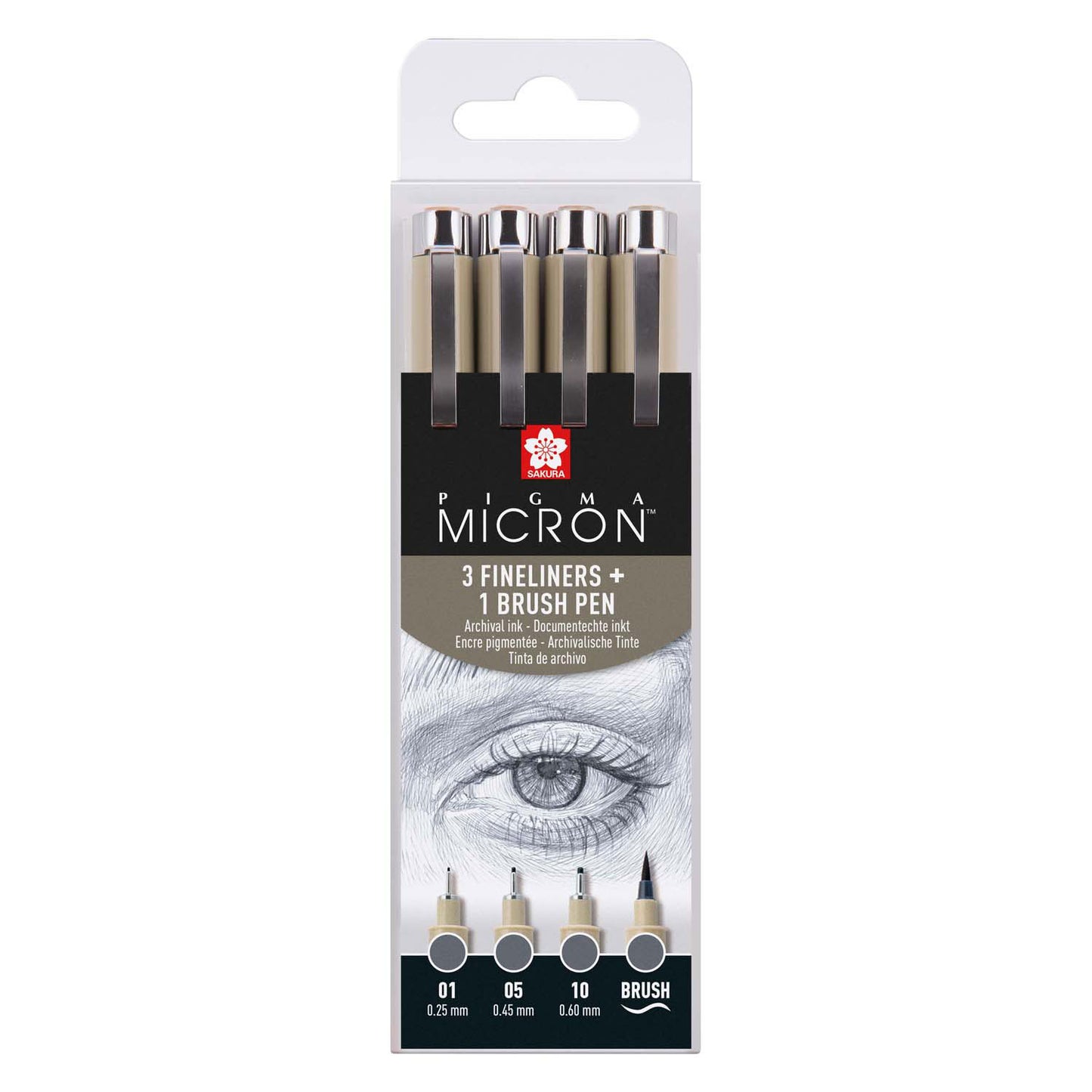 Sakura Pigma Micron Fineliner Set, 4 tailles, gris de refroidissement