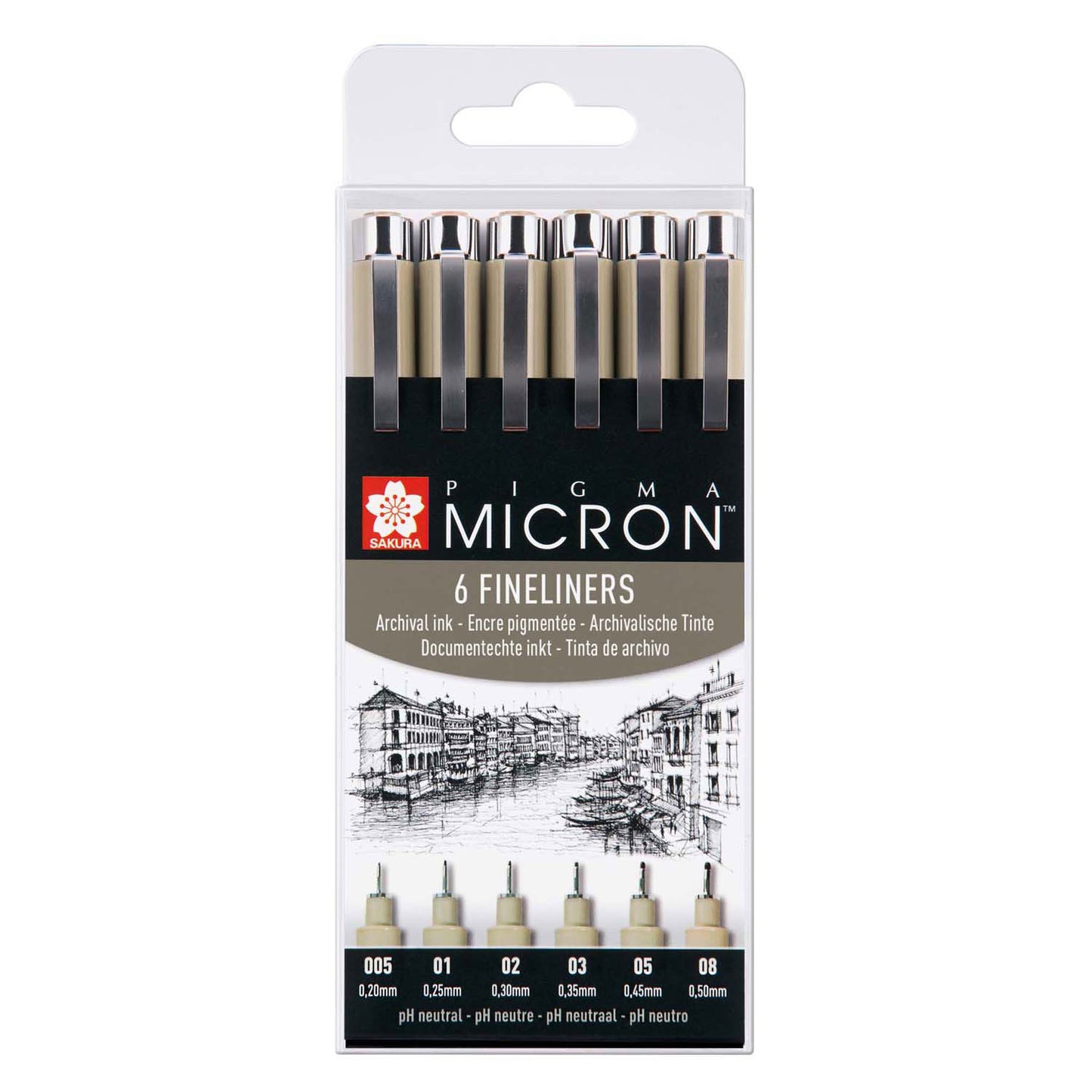 Sakura Pigma Micron Pouche 6 Fineliners Black